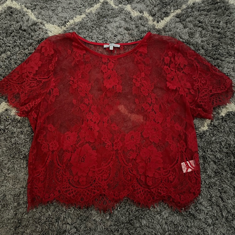 Charlotte Russe Red lace shirt